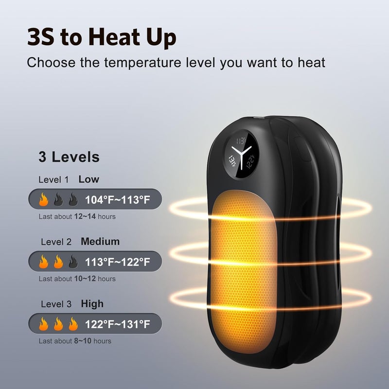 WHATOOK AI Hand Warmers Rechargeable: Magnetic 2 in 1 Electric Hand Warmers with USB Charging, Portable Reusable Pocket Heater, Men Women Gifts for Outdoors, Golfing, Hiking, Skiing, Hunting - Image 3